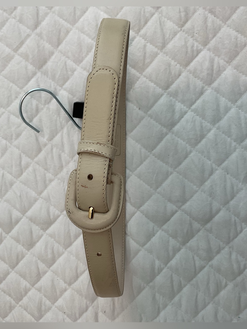 Vintage Karen Scott Cream colored leather belt size S Made in Korea